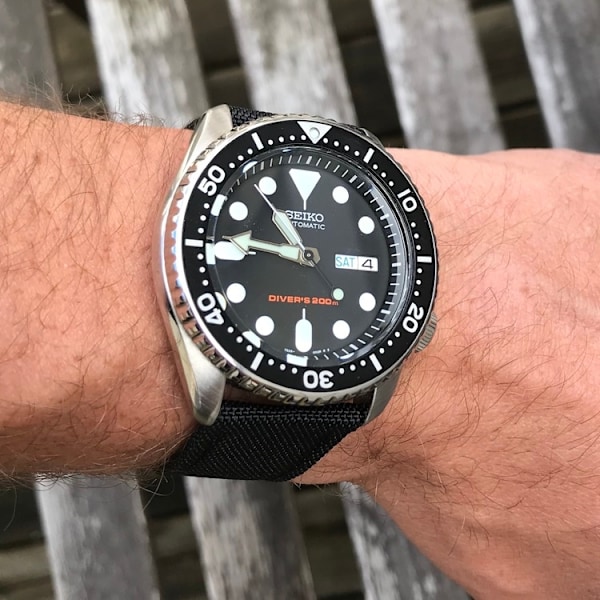 Svart sailcloth klockarmband Black 20mm