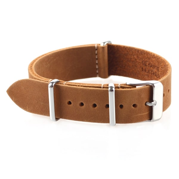 Natoband av khaki läder Khaki 18mm