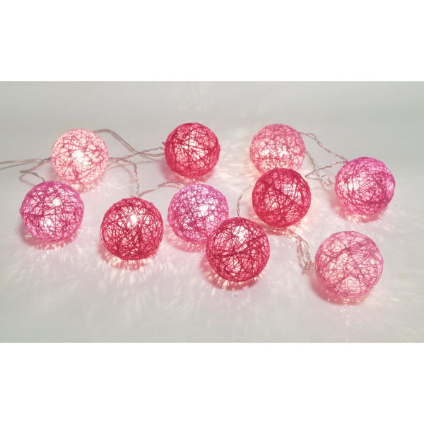 Jolly Light ljusslinga med trådbollar rosa