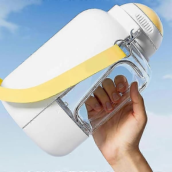 2-i-1 Bærbar Hundevandflaske, 1000 ml Hundevandflaske med 300 g Foderbeholder white