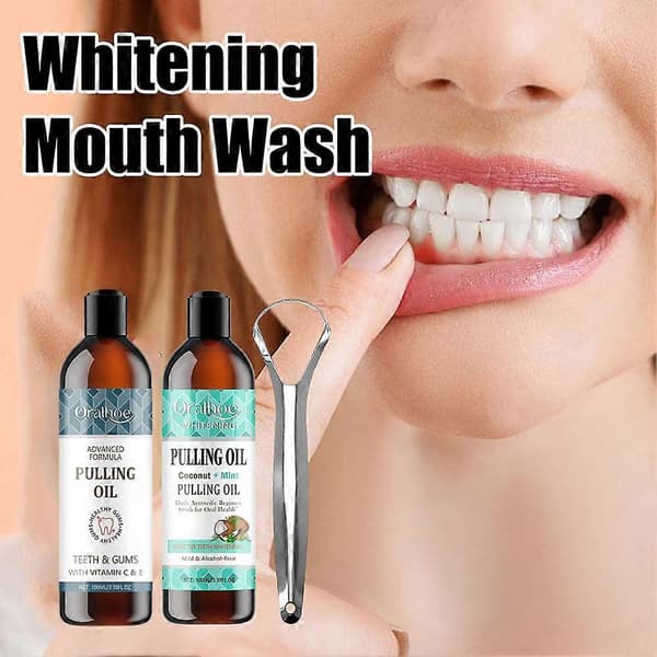 Oil Pulling med Kokosolja & Pepparmyntsolja för Munvård Munskölj-100ml