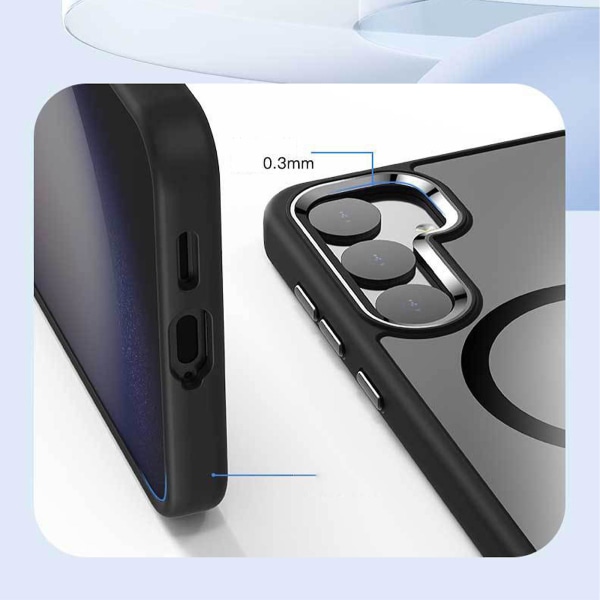 Magnetiskt genomskinligt case för Samsung Galaxy S24, kompatibelt för Magsafe stötsäkert skydd för Galaxy S24 black