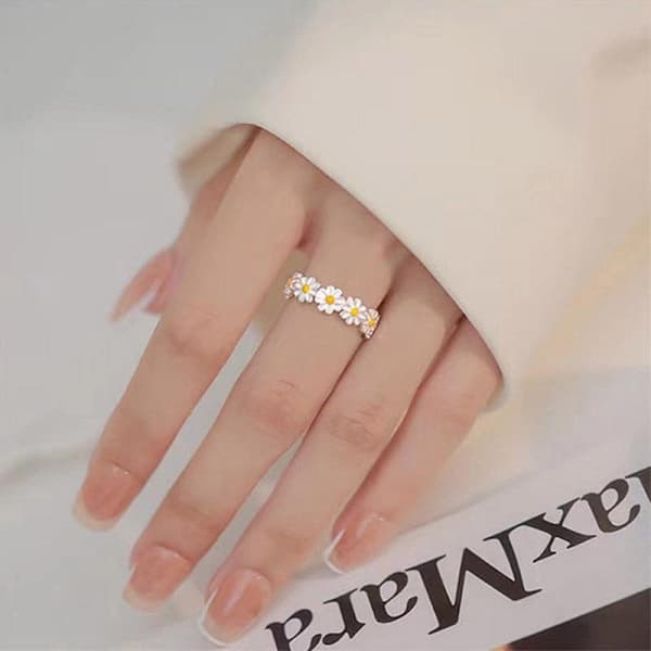 Vintage Daisy Flower Ring Dam Blomsterring Justerbar
