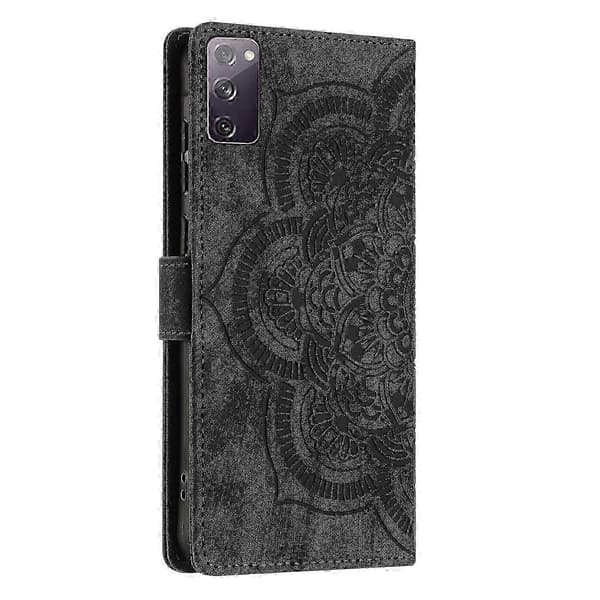 Mandala Emed Retro Frostat Läderfodral för Telefon Black For Samsung Galaxy S20 FE