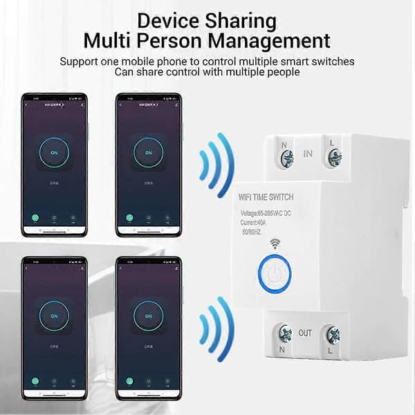 Smart Timer WiFi Timer Switch 2P 40A Programmerbar Tuya APP Kontrol Stemmestyring Smart Tid til Hjemmet Blanc