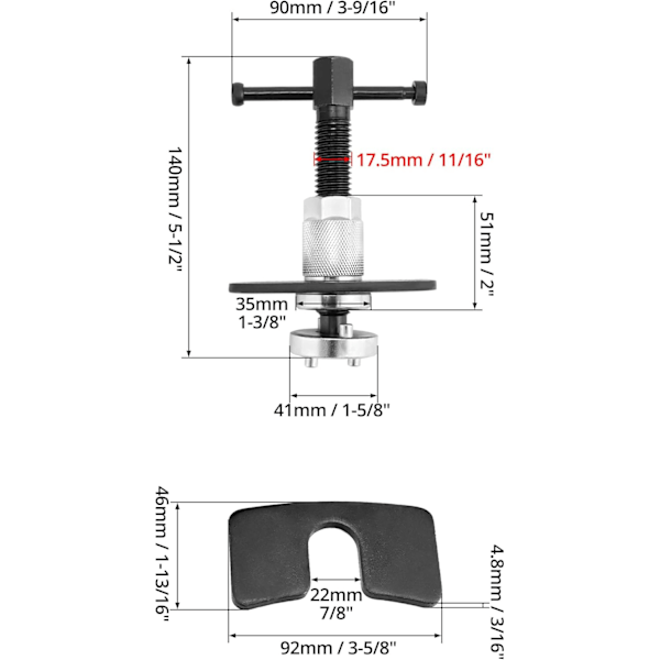 3 stk bremsekaliber tilbakestillingsverktøy, bremsetilbakespolingsverktøy, for utskifting av bremseklosser, reparasjon og installasjon av bremsesylindere