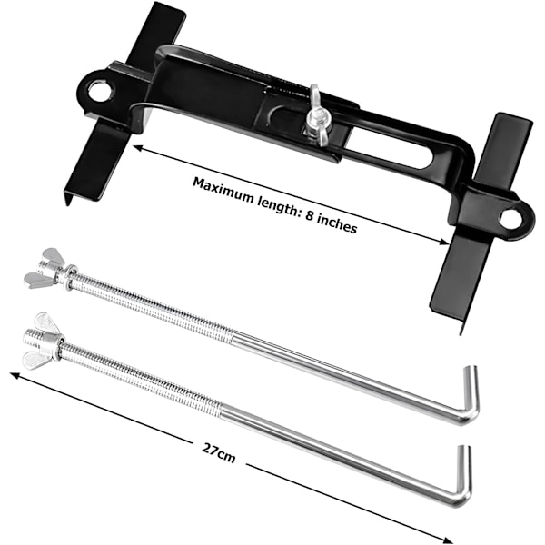 Batterifeste for bil, standard batterifeste med stenger og bolter, justerbar høyde tverrstang batterifesteholder (27 cm)