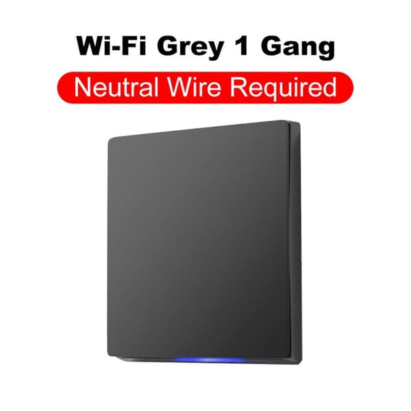 Tuya WiFi Smart Switch Vægtrykknap til AC Ventilator Gardinmotor Persienner Fungerer 1 Gang Nulleder Påkrævet Sort Black