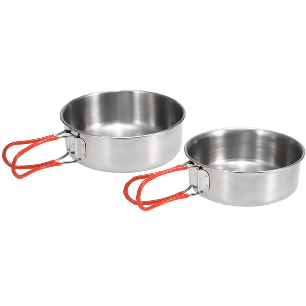 2 styks skåle i rustfrit stål til udendørs campingkøkken middagstallerkener