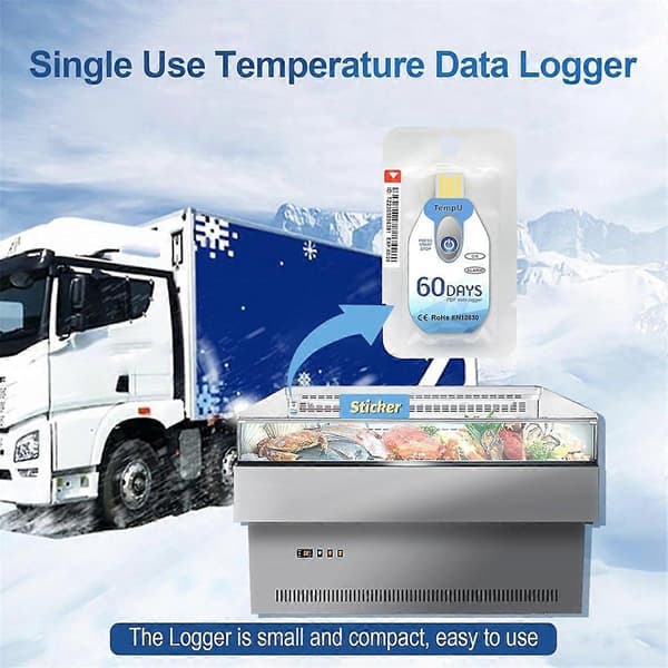 Engangs USB temperaturdatalogger PDF, TempU02 termometeropptaker, 60-dagers batterilevetid for kaldt vær