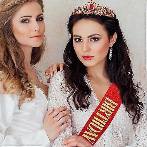 Födelsedagsdrottning\" Skärp och Strass Tiara Set Red