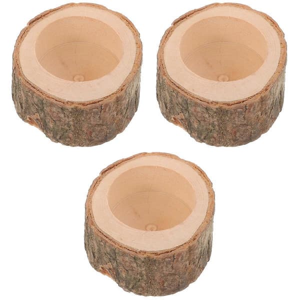 Mat- och vattenskål i trä för hamster, brun, 3-pack