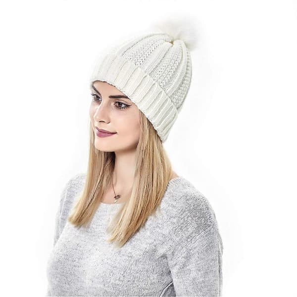 Dame Vinter Strikket Hue Blød Åndbar Elastisk Strikkehue til Shopping og Dates 2 Black