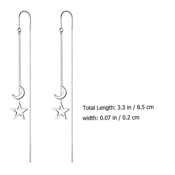 Trendy øreringe kvast dråbeøreringe trådøreringe stjerneøreringe dingleøreringe kvinder Silver 8.5x0.2CM