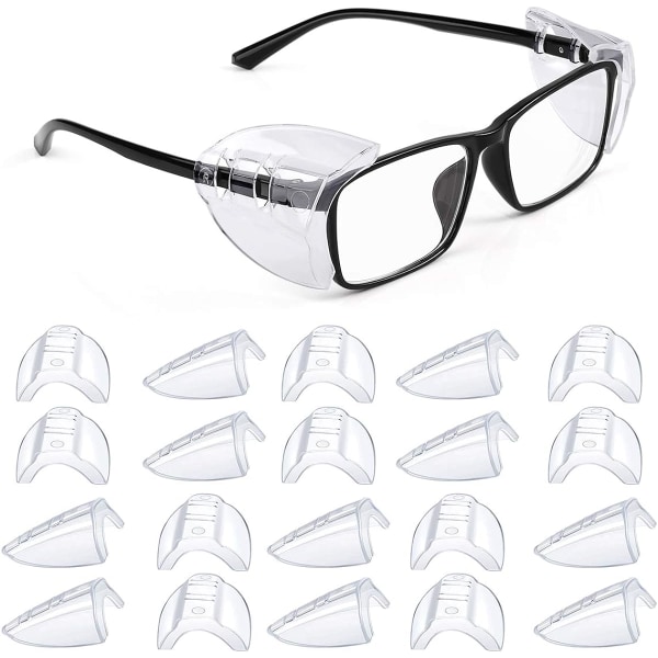 12 par briller sidebeskyttere, fleksible sidebeskyttere til sikkerhedsbriller Passer til små til store briller Universal