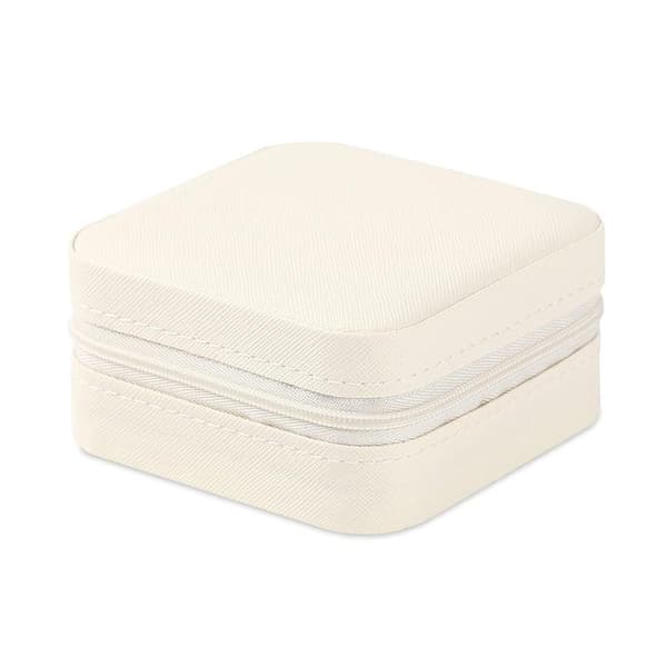 Bärbart Mini Smyckeskrin i Läder Smycken Ring Organizer Fodral Förvarings Presentförpackning Flickor Kvinnor (vit).