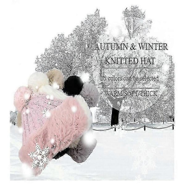 Dame Strikket Lue Vinter Prinsesse Lue Mongolsk Lue White