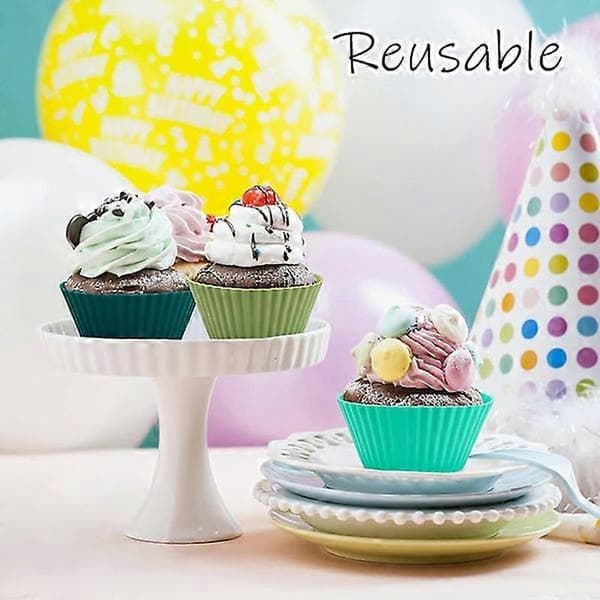 Genanvendelige silikone muffinsforme, 12-pak non-stick bageforme