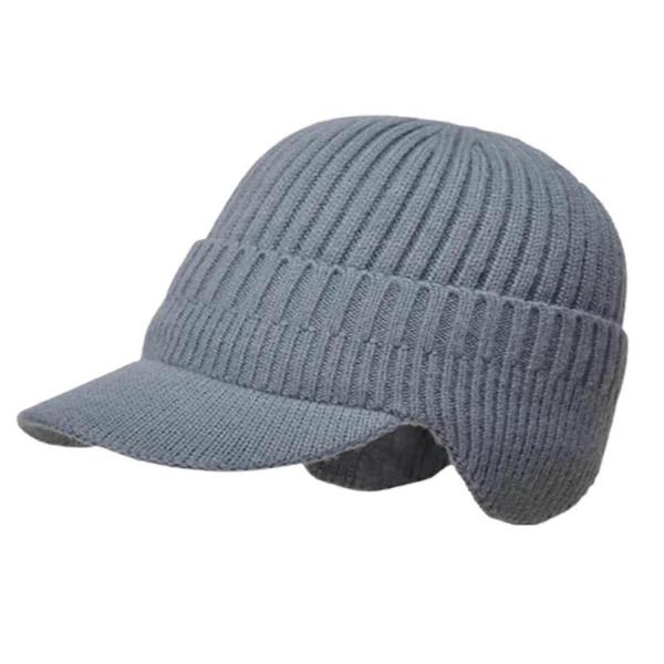 Elastiskt Varmt Öronskydd Stickad Mössa Vinter Utomhus Öronskydd Stickad Mössa Gray