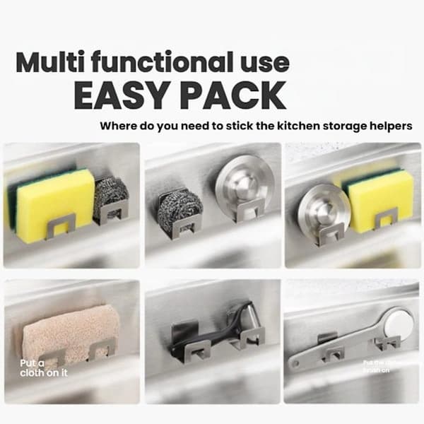 Sponge Holder, 2-Pack Kitchen Sink Caddy Sponge Holder, Easy to Install Durable and Well Ventilated Suitable for Various Kitchen Items