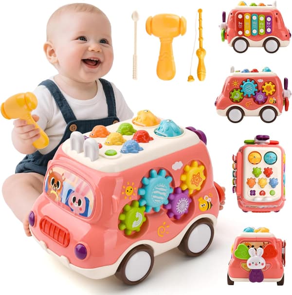 Sensorisk musikbus, legetøj egnet til 1-årige, med xylofon, til babys leg