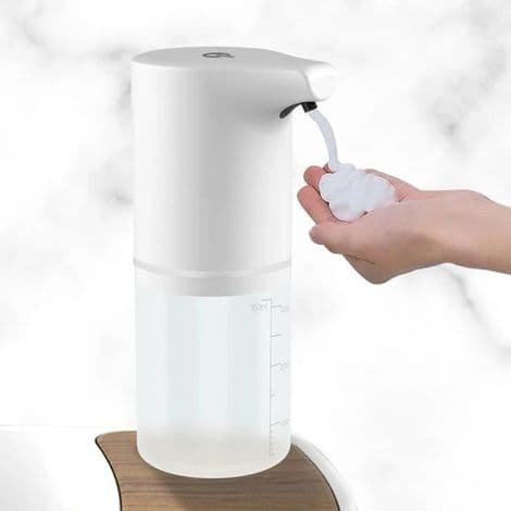 Automatisk beröringsfri tvåldispenser 350 ml, USB-uppladdningsbar, vit