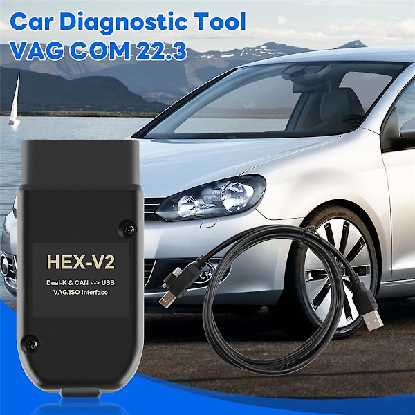För VAG COM 22.3 OBD2 Scanner HEX V2 USB för Golf A6 Skoda Seat Obegränsade VINs ATMEGA162+16V8+FT232RQ Black