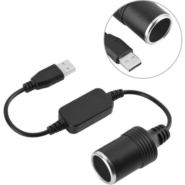 Cigarette Lighter Adapter Converter, USB Port to USB Port 12V Cigarette Lighter Socket Converter Adapter - 60 cm Long