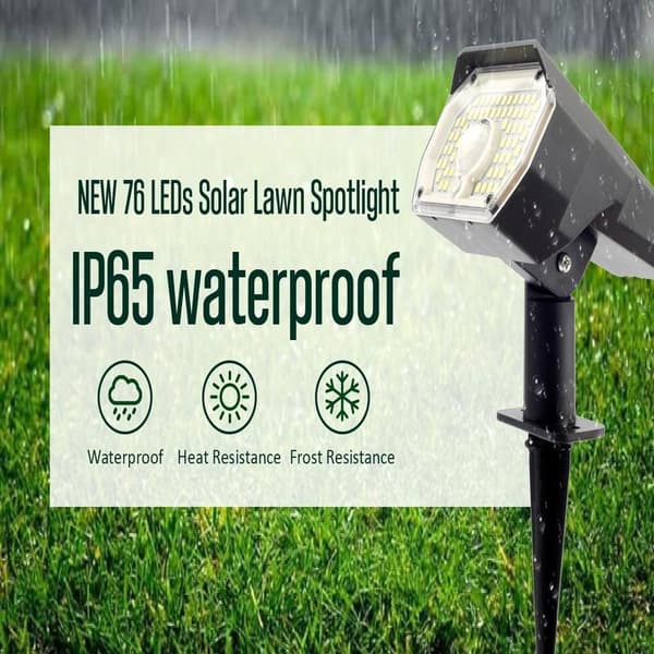 76 LED Solar Lamp Outdoor Garden Lamp Solar Motion Sensor Lamp 2-in-1 Path Wall Lamp Waterproof (2-pack)