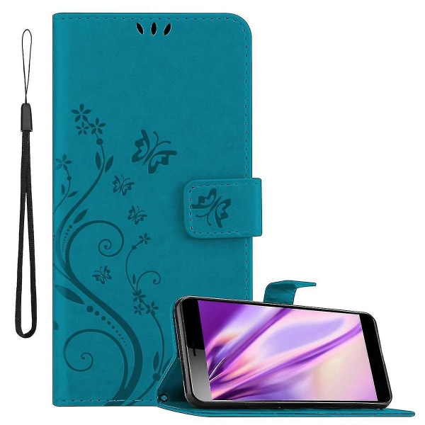 Sony Xperia L3 Cover Case Case - Med blommönster och stativfunktion och kortplats FLORAL BLUE