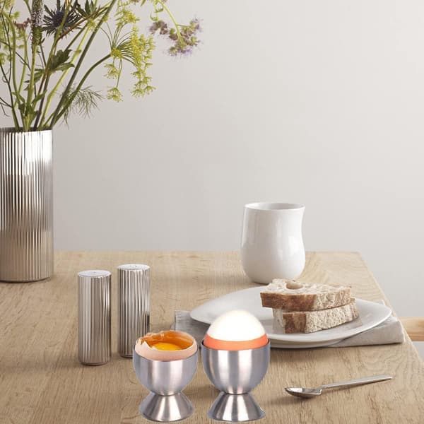 Eggkopper Sett Rustfritt Stål Mykkokte Eggkopper Holder Stativ Eggkoppbrett Inkluderer 4 Egg Kjøkken Silver
