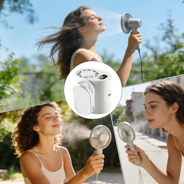Bærbar clip-on ventilator | 360° roterende USB LED-skærm