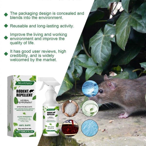 Muserepellent-spray, naturlig middel mot mus og rotter 3pcs