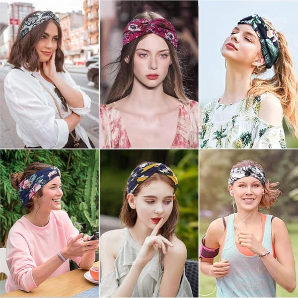 Sæt med 4 stk. damehårbånd Boho Floal Style Kryds Hovedbøjle