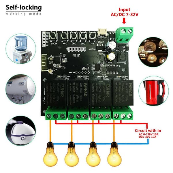 2X 4CH Tuya Switch WiFi Switch Modul Trådløst Relæ Smart Life APP Fjernbetjening Smart Timer til Smart Home Switch Black