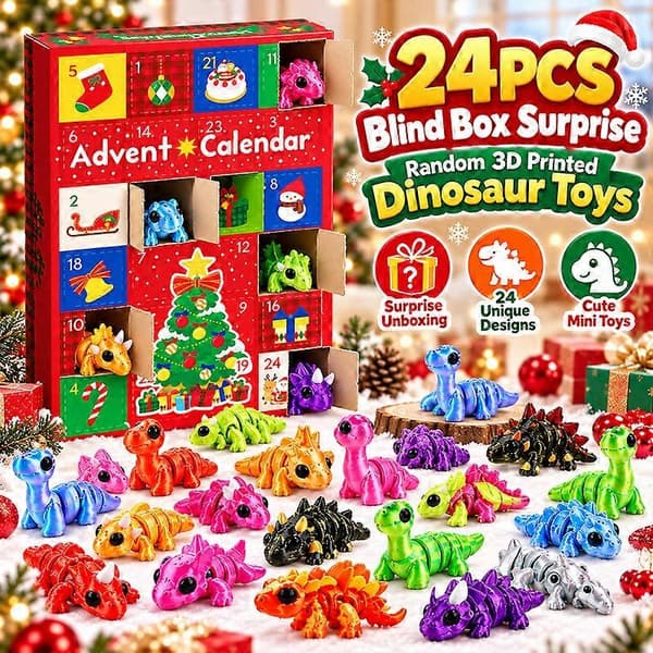 Søte 3D-printede dyrefigurer, julepynt for nedtelling, tilfeldige blandede stiler, små bedårende adventsfigurer red 24pcs Random style