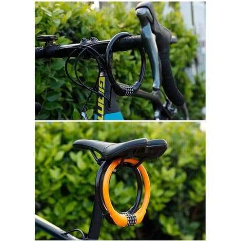 Orange cykellåskabel med kombination, bärbar miniring, cykelutrustning
