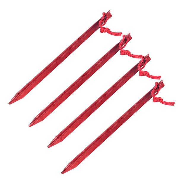 4 STK 23 cm aluminiumslegering utendørs forlenget ultralett campingteltplugg bakkeneglerød