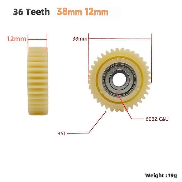 36 tænder nylon gear sæt med 608 lejer og låseringe til reparationstilbehør til elcykelnavmotor