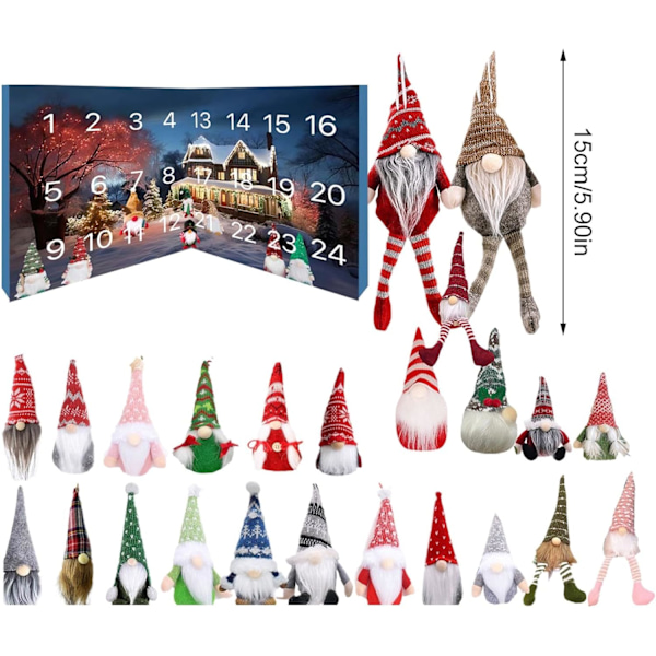 Julegnom Adventskalender Gnomen Plyslegetøj Adventskalender Sjov Nedtællingskalender 24 Dages Nedtælling Julepynt Gnomen Dukke Samleobjekt B