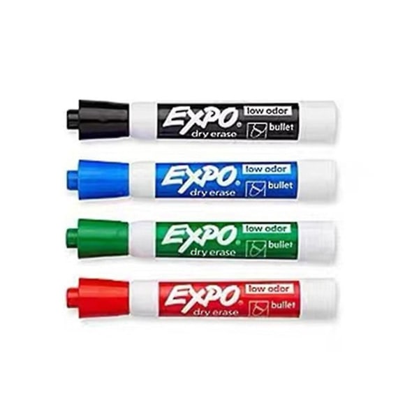 Expo Low-odor Chisel Point Dry Erase Marker Set, Designet for Whiteboards, Glass og de Fleste Ikke-porøse Overflater, 4 Fargemarkører