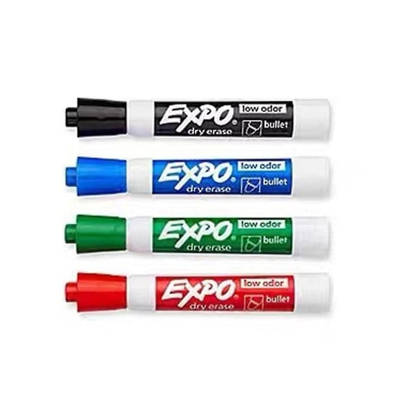 Expo Low-odor Chisel Point Dry Erase Marker Set, Designet til Whiteboards, Glas og de Fleste Ikke-porøse Overflader, 4 Farvemarkører