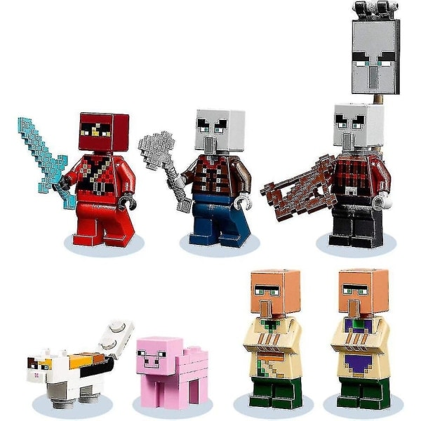 Min Verden Series Sx1044 700pcs Illager-angrebet på landsbyen Byggesæt Minecraft