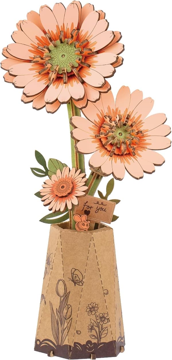 Gerbera träpussel, DIY-kit för vuxna