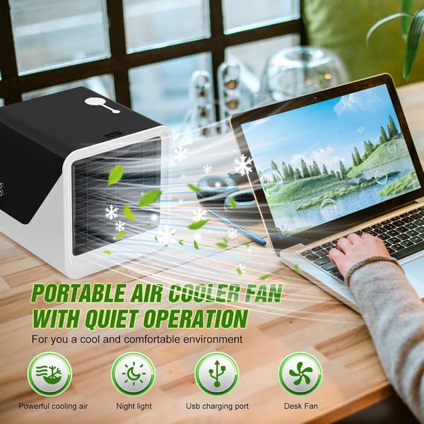 Mini bærbar aircondition, 500 ml, USB-C interface, støjsvag og uafhængig, hvid