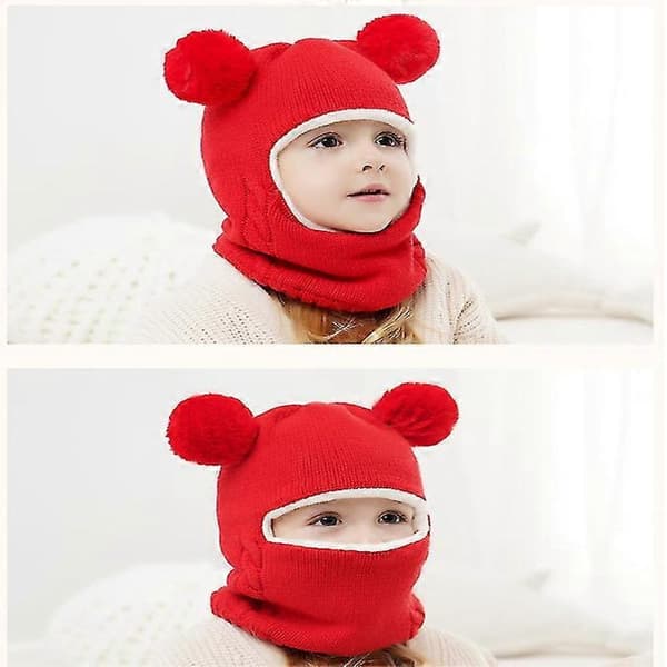 Baby Mössa Och Haklapp Stickad Mössa (röd)