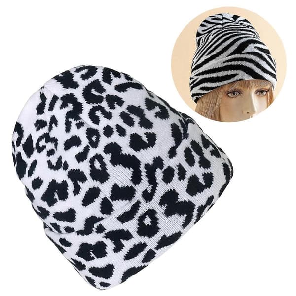 Gothic Stickad Mössa Halloween Ko Mönster Gepard Mönster Unisex Mössa Maskerad Stickade Mössor Cow pattern
