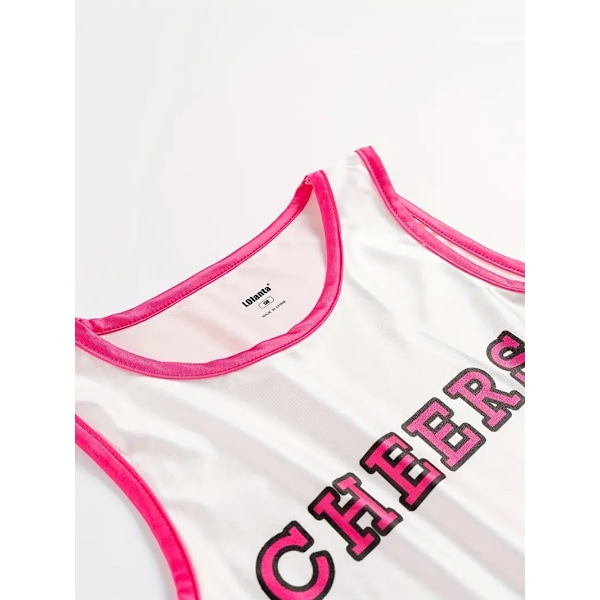 Plus Size Cheerleading Uniformer til Kvinder Voksen Cheerleading Kostumer med Pom Poms Velegnet til Kostumefester Sportskampe Rose red 110CM