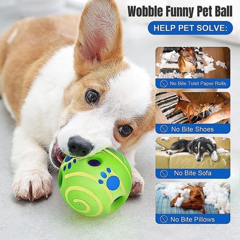 Interaktiv hundeball, egnet for store hunder, 5,5-tommers vrikkende ball