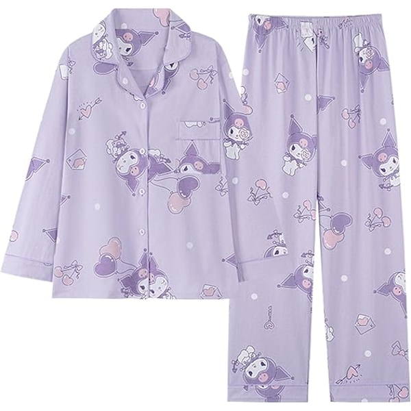 Naisten Pyjamat Sööt Cartoon Tyttöjen Pitkähihainen Paita Pyjamien kanssa Pyjamat Kotiasu Kaksiosainen Pyjamasetti Zi Kuromi M